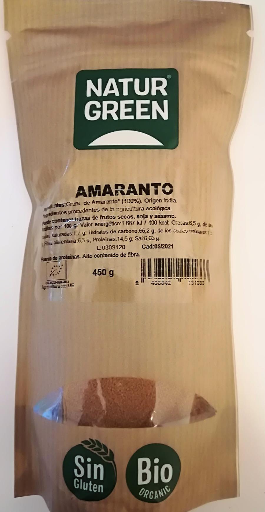 Amaranto grano (450 gr) NATURGREEN | F- 447105 | MUNDO ECOLÓGICO