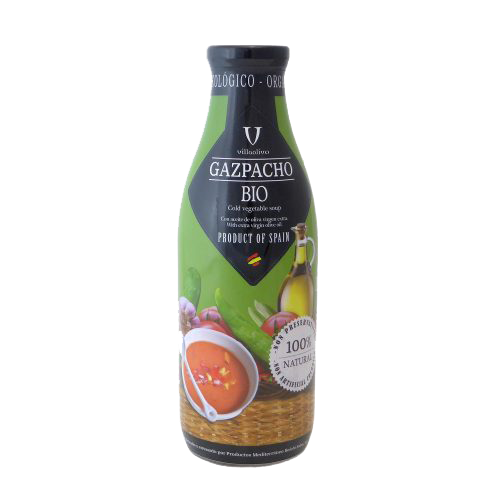 Gazpacho Bio. Tarro cristal (1litro) VILLAOLIVO | F- K52000 | MUNDO ECOLÓGICO