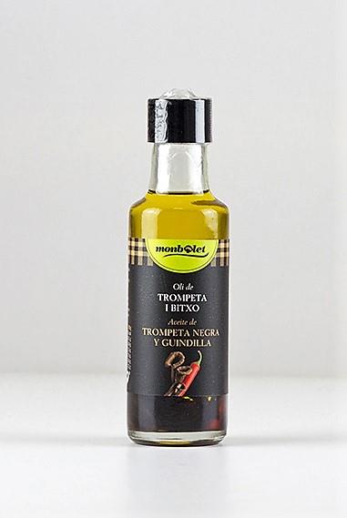  Oli d´Oliva, Trompeta i Bitxco - Aceite de Oliva, Trompeta negra y Guindilla (95ml) MONBOLET | M - OBT100 | MUNDO ECOLÓGICO