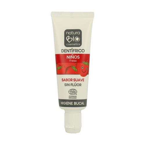 Dentifrico sin flúor fresa para niños (25ml) NATURABIO COSMETIC | F- M93006 | MUNDO ECOLÓGICO