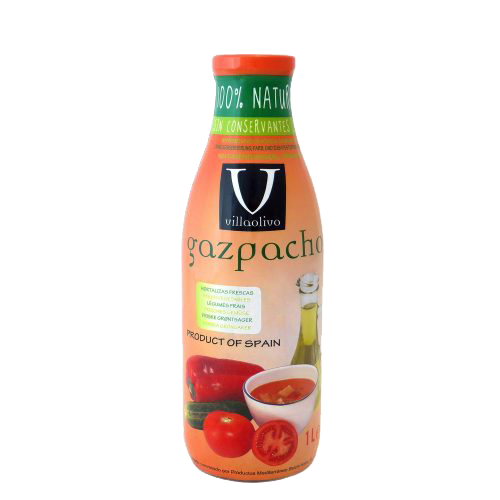 Gazpacho 100% natural. Tarro cristal (1litro) VILLAOLIVO | F- K52004 | MUNDO ECOLÓGICO